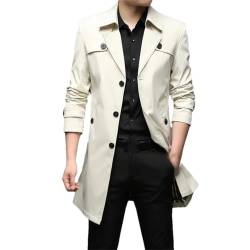 Rfmfkkg Männer Solide Schlank Trenchcoat Windjacke Mantel Business Casual Lange Ärmel Oberbekleidung Jacken, beige, 46 von Rfmfkkg