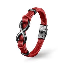 Männer Lederarmbänder Schwarz personalisierte braune Infinity Leder geflochtene Armband mit Namen zu meinem Mann für immer miteinander verbunden Armband (Rot) von RhanY