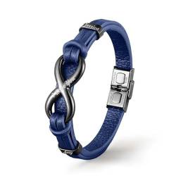 RhanY Männer Lederarmbänder Schwarz personalisierte braune Infinity Leder geflochtene Armband mit Namen zu meinem Mann für immer miteinander verbunden Armband (Blau) von RhanY