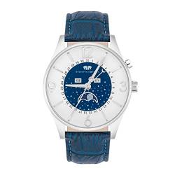 Rhodenwald & Söhne Herren Uhr analog Japan Quarzwerk mit Echtleder blau Armband 10010315 von Rhodenwald & Söhne