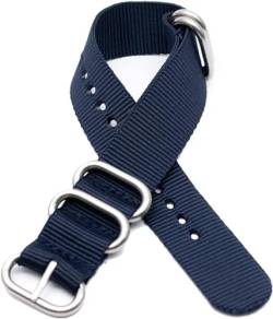 RiJpex Nylon-Uhrenarmband, Canvas-Armband, Nylon-Canvas-Armband, 18 mm/20 mm/22 mm/24 mm, NATO-Uhrenarmband, Sport-Armbanduhren (Color : Dark Blue, Size : 18mm) von RiJpex