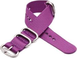 RiJpex Nylon-Uhrenarmband, Canvas-Armband, Nylon-Canvas-Armband, 18 mm/20 mm/22 mm/24 mm, NATO-Uhrenarmband, Sport-Armbanduhren (Color : Purple, Size : 22mm) von RiJpex