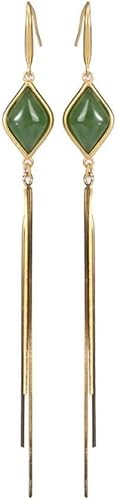 RiJpex Ohrringe for Damen, Ohrringe, vergoldeter Jaspis-Diamant-Quasten-Charm for Damen im chinesischen Stil, Elegantes Temperament, High-End-Temperament-Geschenk von RiJpex