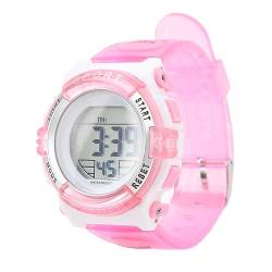 RiToEasysports Digitale Chronographenuhr, Mädchen-Studentin, Elektrisch, Wasserdicht, PU-Armband für Schwimmsport, mit Buntem Nachtlicht-Alarm (Rosa) von RiToEasysports