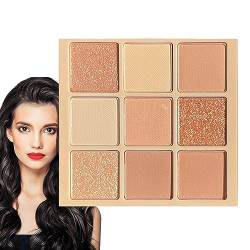 Lidschattenpalette für Frauen,Helle Make-up-Palette mit 9 Farben | Pigment-Lidschatten-Palette, wasserfester Lidschatten, professionelles Beauty-Augen-Make-up-Set, bunter, matt- und Rianpesn von Rianpesn