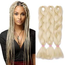 Haarverlängerung 60cm Crochet Braids Two Tone Ombre Braiding Haar Synthetik Braid 3 Pcs /300g - Gebleichtes Blond von Rich Choices
