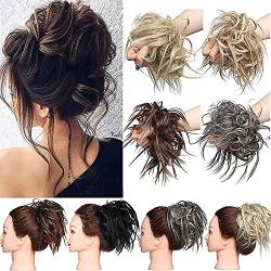 Hair Extensions XXL Haarteil Haargummi Hochsteckfrisuren Brautfrisuren VOLUMINÖS gewellter unordentlicher Dutt Scrunchie Aschbraun von Rich Choices