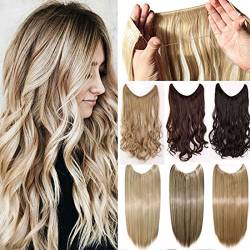 Rich Choices 50cm Haarverlängerung Haarteil Extensions Ein Tressen Haare Haarverdichtung Gewellt - Graublond Mix Bleichmittel Blond von Rich Choices