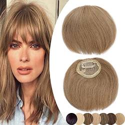 Rich Choices Clip in Bangs Remy Echthaar Choppy Bangs One Piece Fringe Bang Extensions Clip in Pony 8.5g #27 Dunkelblond von Rich Choices