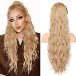 Rich Choices Ponytail Extension 81cm Haarteil Zopf Extension Pferdeschwanz mit KordelzugHaarteil Echthaar Haarverlängerung Fake Zopf Pony Afro Haarzopf - Dunkelblond von Rich Choices