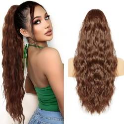 Rich Choices Ponytail Extension 81cm Haarteil Zopf Extension Pferdeschwanz mit KordelzugHaarteil Echthaar Haarverlängerung Fake Zopf Pony Afro Haarzopf - Hellbraun von Rich Choices