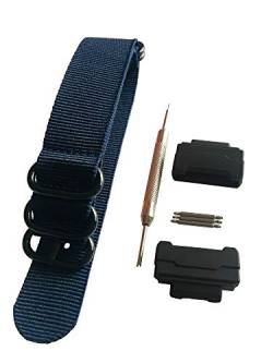 HD Umwandlung RAF, Nylon-Uhrenarmband mit 5 Ringen, Adapter (16 mm) Set für GShock MIL-Shock, für die Serien DW-5600, DW-6900, G-5700, GA-100, GDF-100, GL-7200, GLS-5600, blau, Band von Richie strap
