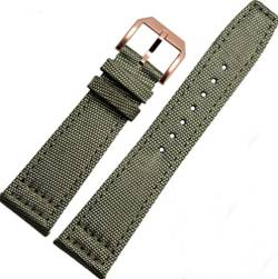 [Richie-Armband] 20 mm, 21 mm, 22 mm, Leinen-Leder-Uhrenarmband, passend für IWC Pilotenuhren, Hellgrün (rotgoldene Schnalle), 22 mm, Riemen von Richie strap