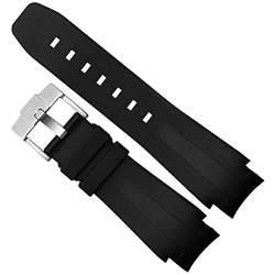 Richie strap 21 mm Gummi-Armband aus Silikon, passend für Rolex Yacht Master Oysterflex, Schwarz , Riemen von Richie strap