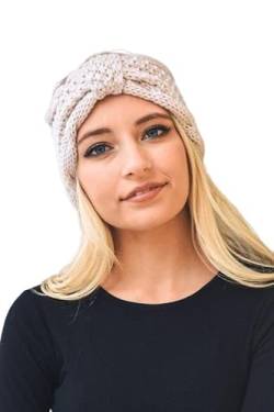 Winter Woll-Stirnband für Frauen und Mädchen, gestrickt, Schleife, Haarband für Spa, lässiger Ohrenwärmer Ohrenschützer (Beige, Freesize) von Richmen