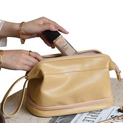 Richolyn Doppellagige Kosmetik-Reisetasche, Große Schminktasche für die Handtasche, wasserdichte Make-up-Tasche, Kosmetiktaschen-Organizer für Frauen und Mädchen, Pu-Leder-Reisetasche von Richolyn