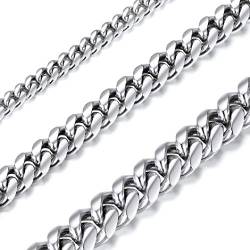 Richsteel 10mm breit 50cm lang Geliederkette Silber herrenkette mit Schmuckbox für herren und männer von Richsteel