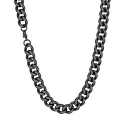 Richsteel 12mm schwarze Halskette kubanische männer Kette aus Edelstahl 55cm lang Panzerkette Halskette mit Karabinerverschluss geeignet für Valentinstag Geburtstag von Richsteel