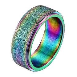 Richsteel Anti-Stress Ring Drehbarer Ring Größe 59 aus Edelstahl mit Bunt gestrahltem Band Breite 8mm - Modeschmuck für Männer Frauen von Richsteel