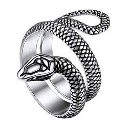 Richsteel Edelstahl Fingerring für Herren Männer Punk Gotik Schlangenring in Größe 59 Vintage Verschlungener Schlange Fingerring für Freunden Ehemann von Richsteel