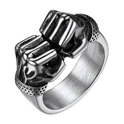 Richsteel Edelstahl Fingerring für Junge, Faust Ring in Größe 54, Punk Faust Fingerring mit Geschenkebox für Geburtstag Vatertag Weihnachten von Richsteel