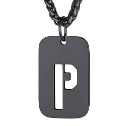 Richsteel Edelstahl P Buchstabe anhänger Damen Herren Halskette mit Dog Tag Anhänger für Model von Richsteel