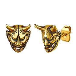 Richsteel Gold Totenkopf Ohrstecker Punk Devil Prajna Totenkopf Ohrringe Hip pop Ohrschmuck mit Geschenkebox für Geburtstag Halloween von Richsteel