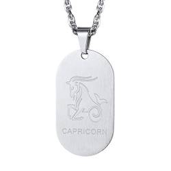 Richsteel Herren Anhänger Sternzeichen Stier Anhänger Dog Tag Anhänger mit Geschenkebox für Weihnachten Geburtstag von Richsteel