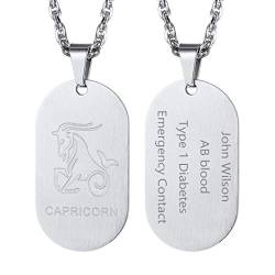 Richsteel Herren Anhänger Sternzeichen Stier Anhänger Dog Tag Anhänger mit Text Namen Gravur für Weihnachten Geburtstag von Richsteel