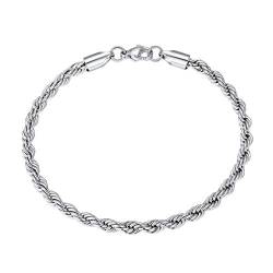 Richsteel Kordel Armbänder in Silberfarbe Herren Twisted armband mit Geschenkebox für Täglich/Tanzparty/Hochzeit von Richsteel