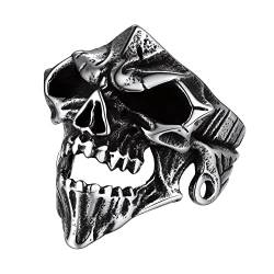 Richsteel Punk Totenkopf Schädel Ring in Größe 67 Gotik Totenkopf Fingerring für Herren Jungen Punk Ring für Freunden Ehemann Model von Richsteel