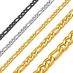Richsteel Silber Figarokette aus Edelstahl 40cm lang herrenkette mit Schmuckbox für Damen und Herren von Richsteel