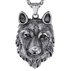 Richsteel Viking Wolf Kopf Anhänger Wikinger Wolf Halskette für damen herren von Richsteel