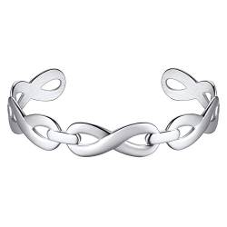 Richsteel Zierlicher Damen Mädchen Unendlichkeit Armband Metall Verstellbarer Unendlichkeit Armreif Offener Armbänder mit Geschenkebox für Hochzeit Verlorbung von Richsteel