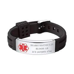 Richsteel einstellbarer ID Armband Personalisierter Medical Alert Armband mit Geschenkebox für Herren Damen von Richsteel