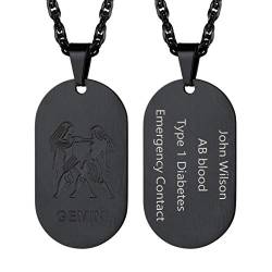 Richsteel schwarz Anhänger herren damen Sternbild Krebs Halskette Sternzeichen Kette mit Namen Text Gravur für Paar Pärchen von Richsteel