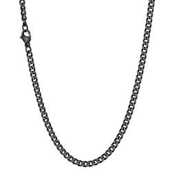 Richsteel schwarz Halskette für Herren Jungen 3mm breit 50cm lang Panzerkette Halskette Klassische Cuban Link Chain für Freunden Freundin Model von Richsteel