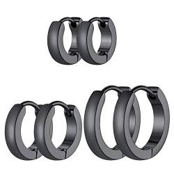 Richsteel schwarz Kreolen Ohrstecker Set 3 Paar Männer Ohrstecker Set Punk Creolen Hoop Ohrstecker Set Partner Ohrstecker Freundschaftsohrstecker für Geburtstag von Richsteel