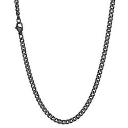 Richsteel schwarz damen Frauen Halskette 3mm breit 36cm lang Panzerkette Halskette Kubanische Halskette Punk Kette für Model Sänger von Richsteel