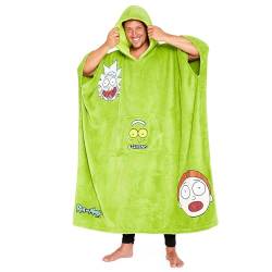Rick and Morty Kapuzenpullover, Übergroße Fleece Hoodie-Decke mit Ärmeln für Männer und Teenager- Geschenke für Fans (Grün Lang) von Rick and Morty
