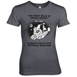 Rick and Morty Offizielles Lizenzprodukt Distressed Beacons Frauen T-Shirt (Dunkel-Heather) von Rick and Morty