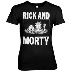 Rick and Morty Offizielles Lizenzprodukt Spaceship Damen T-Shirt (Schwarz), Mittel von Rick and Morty