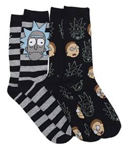 Rick & Morty Casual Socken, 2er-Pack, Schuhgröße 39-47, Schwarz, Medium von Rick and Morty