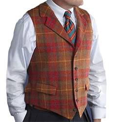 Mannes Westen farbenfrohe Plaid Revers Hals Pattedwork Steampunk CasaNtaatcoat Slim Fit Weste Men Kleidung für Hochzeitswesten As shows XXL von Rideneey