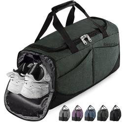 Rieeyrslza Sporttasche mit Schuhfach Reisetasche für Damen und Herren Große Wasserdicht Fitnesstasche Fitness Trainingstasche Handgepäck Tasche mit Schulterriemen (Armee Grün o2) von Rieeyrslza