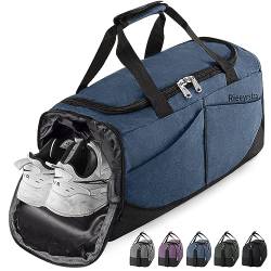 Rieeyrslza Sporttasche mit Schuhfach Reisetasche für Damen und Herren Große Wasserdicht Fitnesstasche Fitness Trainingstasche Handgepäck Tasche mit Schulterriemen (Blau o2) von Rieeyrslza