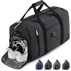 Rieeyrslza Sporttasche mit Schuhfach Reisetasche für Damen und Herren Große Wasserdicht Fitnesstasche Fitness Trainingstasche Handgepäck Tasche mit Schulterriemen (Schwarz o1) von Rieeyrslza