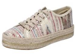 Plateausneaker RIEKER Gr. 43, bunt (beige multi) Damen Schuhe Schnürschuh Espadrille Sneaker von Rieker