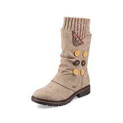 Rieker Damen Ankle Boots 94781, Frauen Stiefeletten,flach,Stiefel,Bootee,Booties,halbstiefel,Kurzstiefel,uebergangsschuhe,beige (64),36 EU / 3.5 UK von Rieker