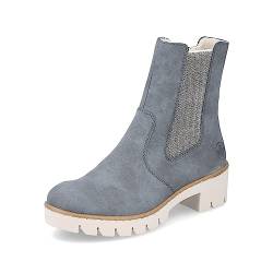 Rieker Damen Chelsea Boots X5780, Frauen Stiefeletten,Booties,halbstiefel,Kurzstiefel,uebergangsschuhe,uebergangsstiefel,hoch,blau (14),38 EU / 5 UK von Rieker